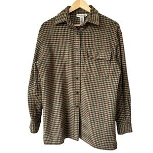 Evan Picone Oversized Button Down Shirt Shacket, Wool Blend, Small